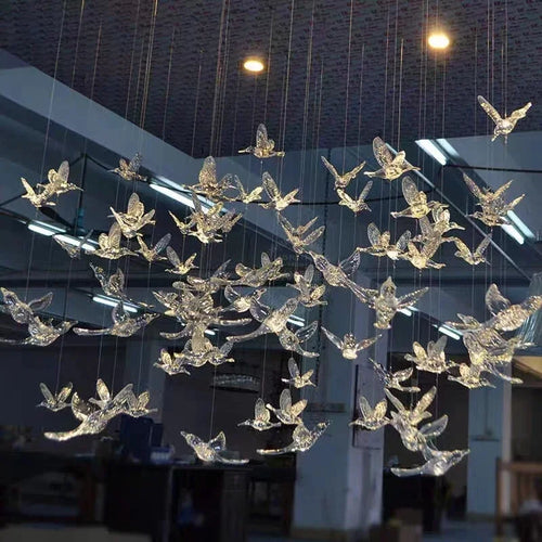suspension LED décorative en forme d'oiseau idéale pour loft - vue 6 sur 18
