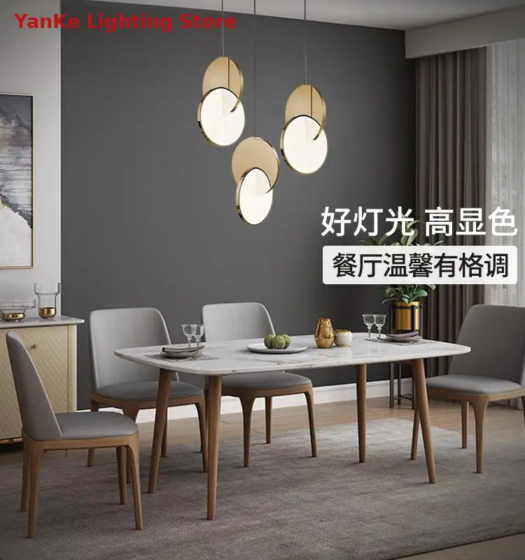 Nordic creative bar restaurant post-modern simple bedroom bedside designer single head net red light luxury art chandelier - vue 4 sur 13