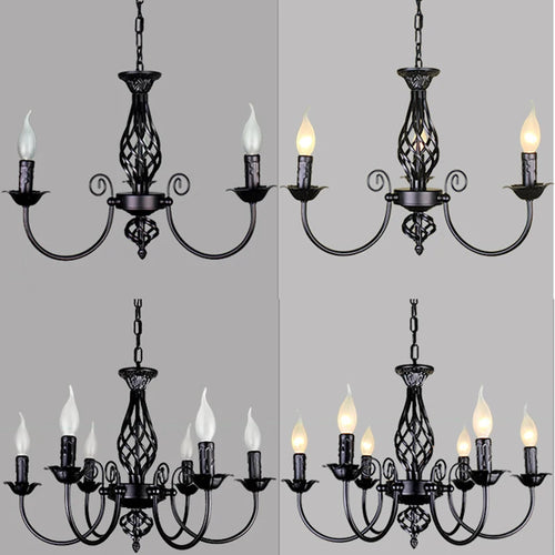 6-Light Farmhouse Candle Chandelier for Living Room, Rustic Industrial Pendant Ceiling Light fixture, Vintage Hanging Lamp for B - vue 3 sur 7