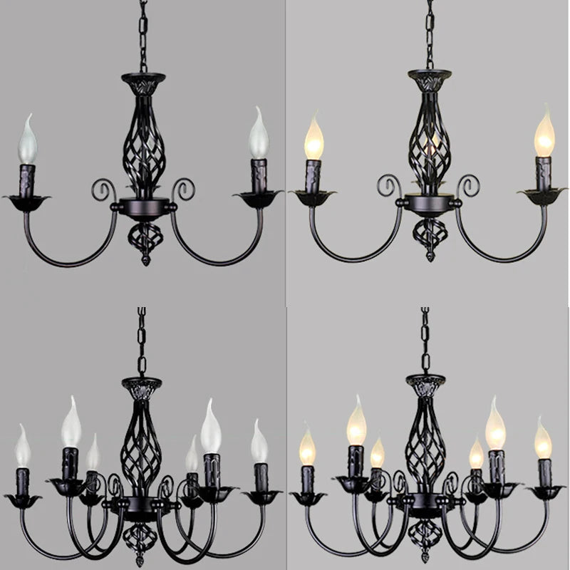 6-Light Farmhouse Candle Chandelier for Living Room, Rustic Industrial Pendant Ceiling Light fixture, Vintage Hanging Lamp for B - vue 2 sur 7