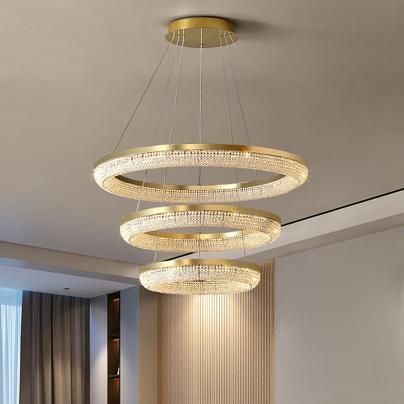 lustre en cristal rond design nordique pour décoration intérieure - vue 5 sur 12