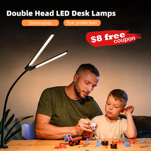 lampe de bureau à double tête à pince led adjustable - vue 2 sur 8