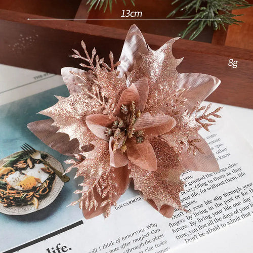 décoration suspendue fleur pailletée pour arbre de noël - vue 23 sur 34