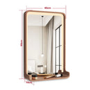 miroir en bois massif avec éclairage led et fixation murale