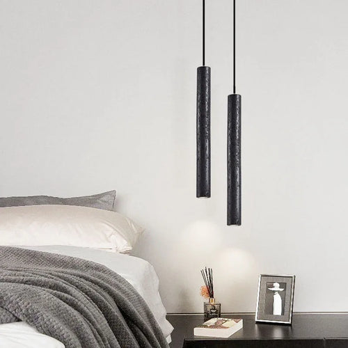 Suspension led ultra-fin en pierre à trous noirs minimaliste moderne - vue 3 sur 6