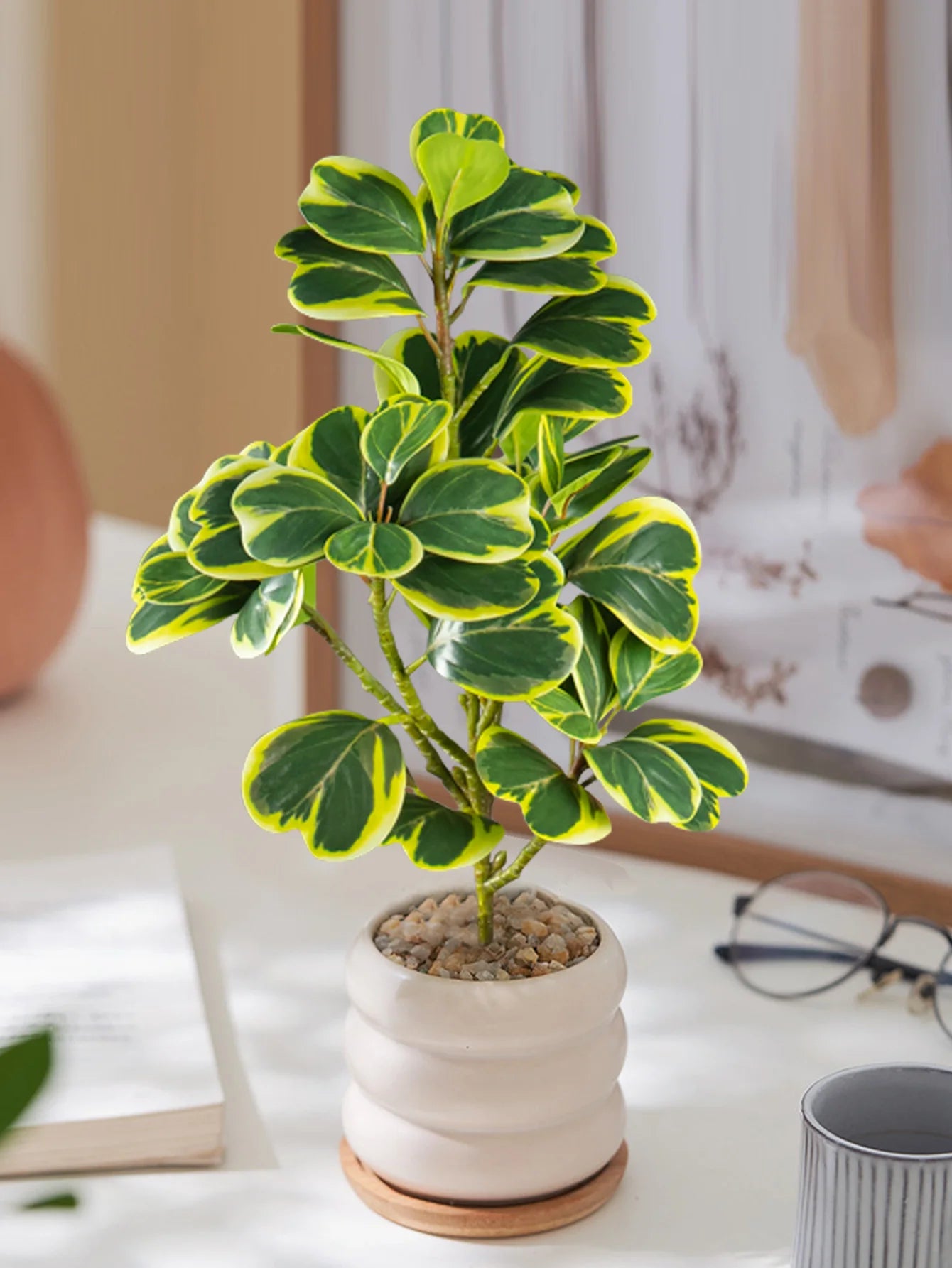 petites plantes artificielles feuilles de cœur décoration intérieure et extérieure - vue 1 sur 9