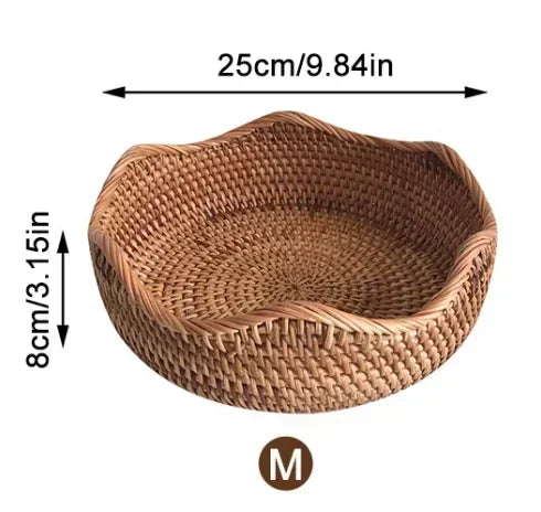 panier de rangement tissé en rotin pour cuisine et pique-nique - vue 17 sur 22