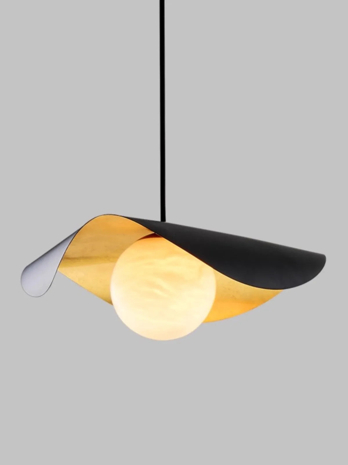 lustre en laiton et marbre avec suspension - vue 2 sur 16