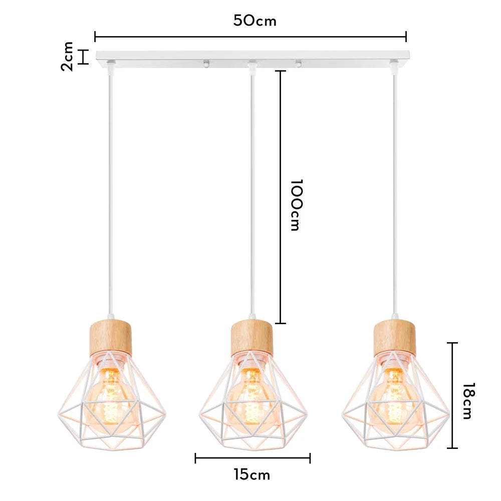suspension vintage en bois luminaire led suspendu - vue 12 sur 14