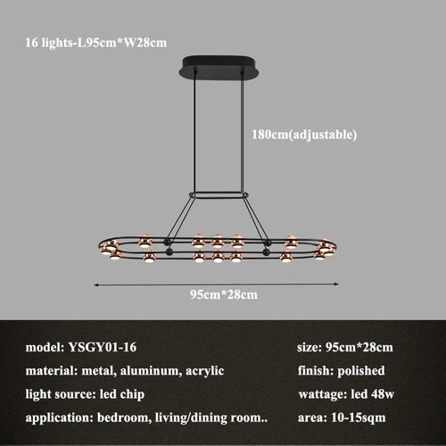 lustre LED circulaire moderne design nordique pour intérieur élégant - vue 10 sur 15