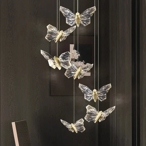 lustre papillon en cristal pour décoration d'intérieur élégante - vue 2 sur 10