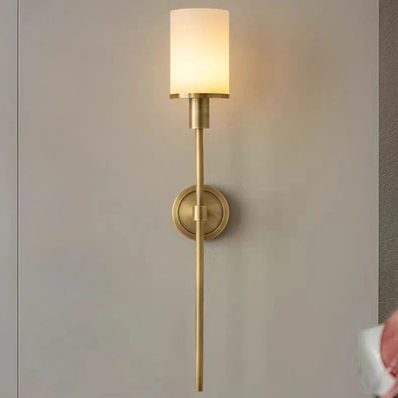 applique murale vintage en laiton avec marbre naturel - vue 3 sur 8