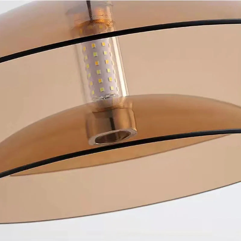 suspension en verre à double couche moderne en métal chromé - vue 5 sur 8