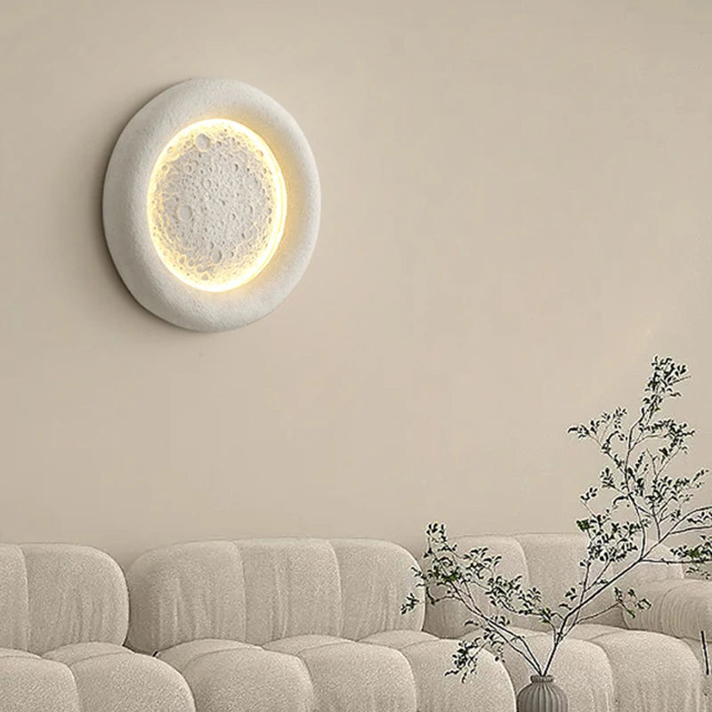 applique murale led en forme de lune avec intensité réglable en résine - vue 2 sur 8