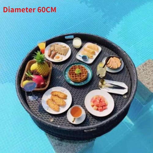plateau en rotin nordique pour fruits et boissons de piscine - vue 21 sur 22