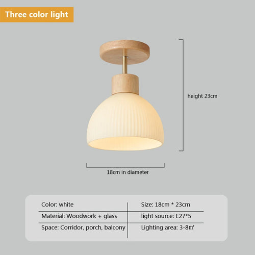 lustre en bois simple avec abat-jour en verre - vue 10 sur 12