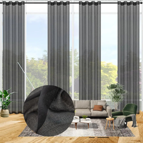 Voilage rideau faux lin sur mesure extra long - vue 4 sur 10
