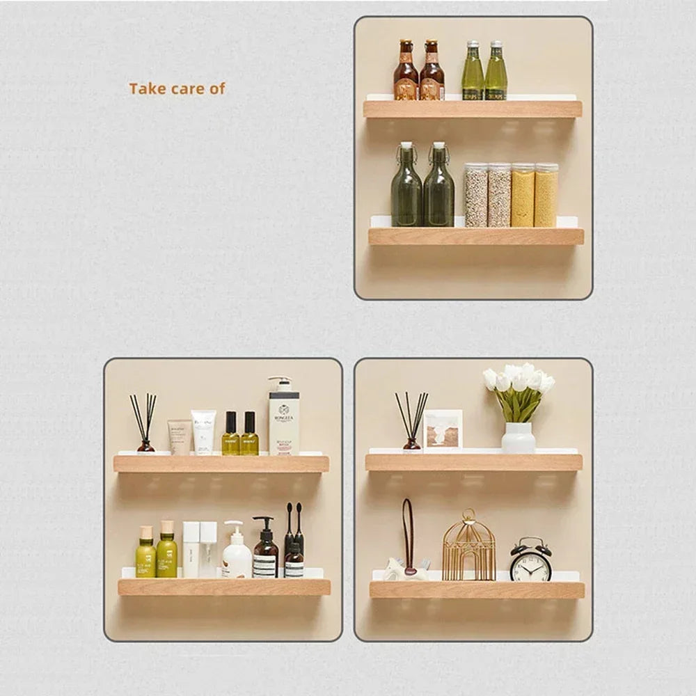 étagère en bois support d'angle sans perçage pour rangement - vue 5 sur 14