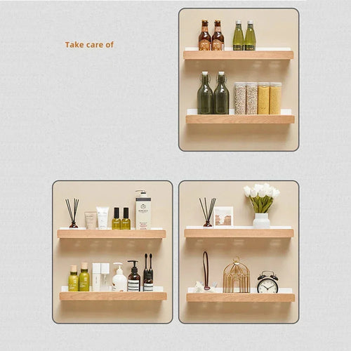 étagère en bois support d'angle sans perçage pour rangement - vue 6 sur 14