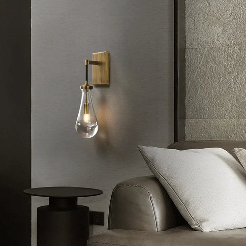applique murale minimaliste de luxe en verre et cuivre led 2023 - vue 3 sur 8