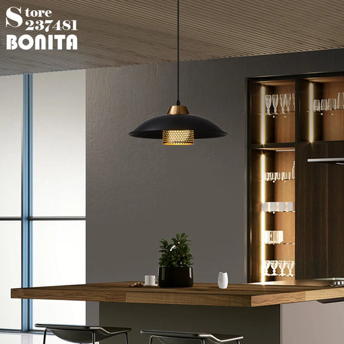 suspension en fer rétro soucoupe volante style industriel luxe - vue 7 sur 7