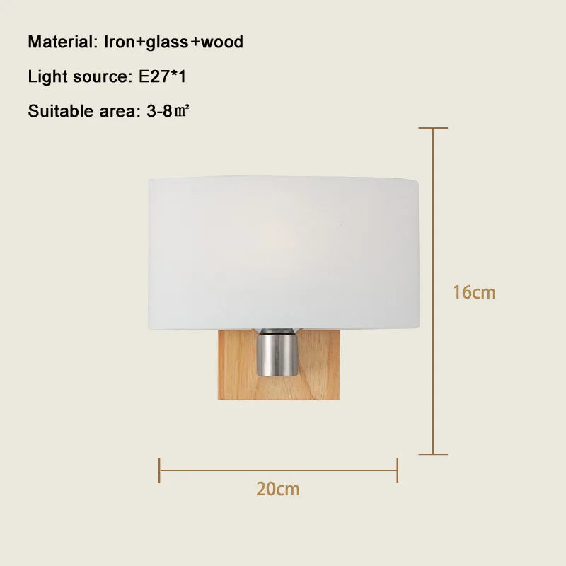 applique murale led créative en bois massif et verre style nordique décorative - vue 2 sur 7