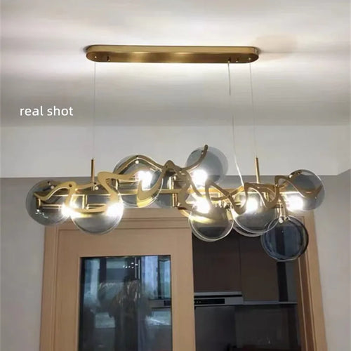 Suspension en verre et métal doré E14 - vue 6 sur 12