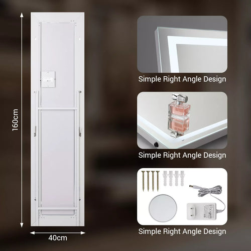 miroir led pleine longueur inclinable avec support et lumière réglable - vue 5 sur 7