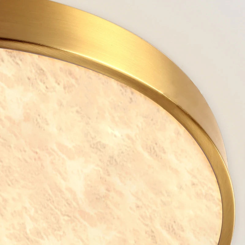 plafonnier luxueux en laiton led monté en marbre circulaire - vue 6 sur 8