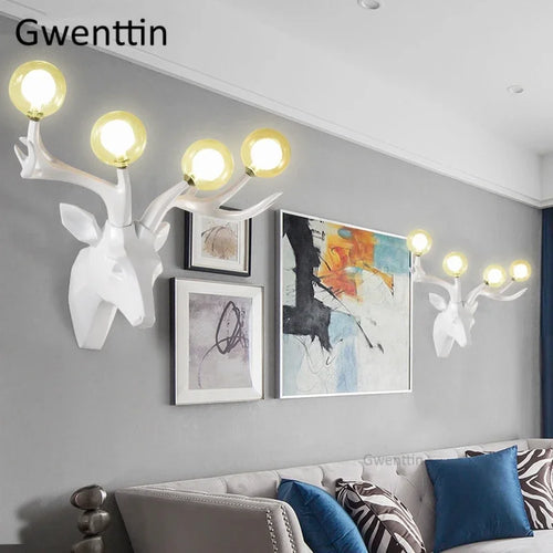 applique murale moderne en résine bois de cerf à led - vue 5 sur 9