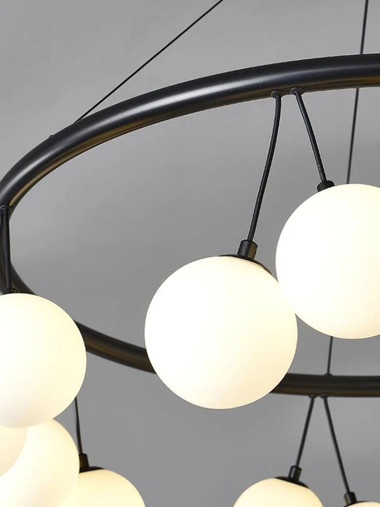 suspension circulaire design en verre pour intérieur moderne - vue 5 sur 9