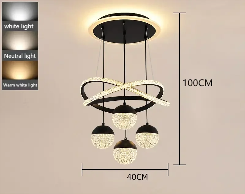 lustre circulaire moderne à intensité variable pour décoration intérieure - vue 8 sur 10