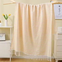 Serviette de plage turque rayures pompons grande taille