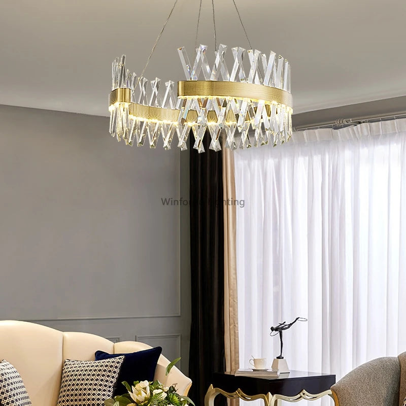 lustre de luxe en cristal winfordo wf-xd009 éclairage d'intérieur - vue 4 sur 10