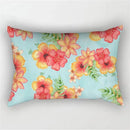 housse de coussin décorative arc-en-ciel fleurs rouges et roses