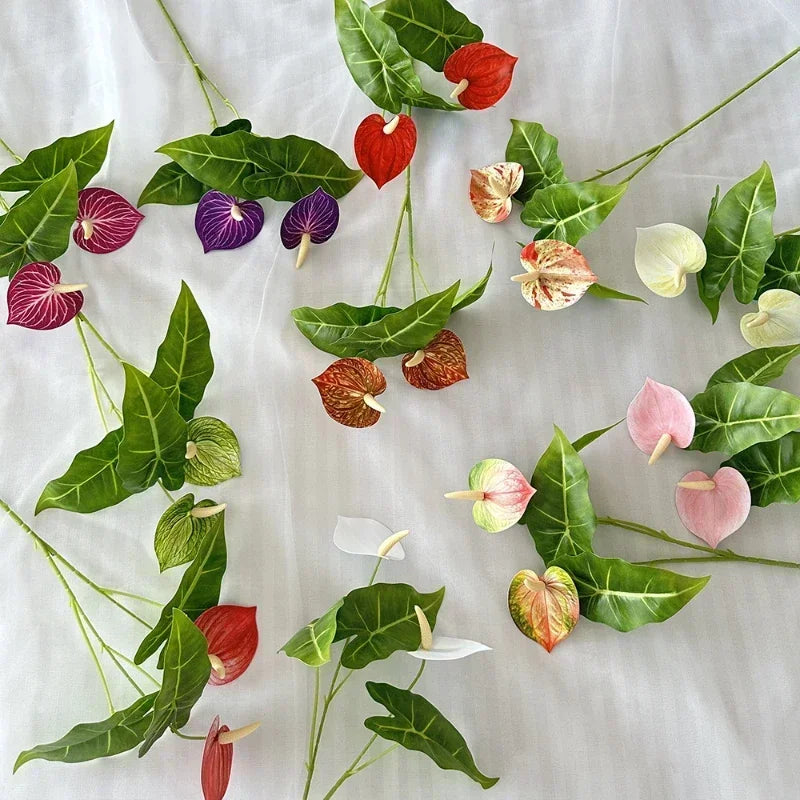 fleurs artificielles anthurium pour décoration de fête et vacances - vue 3 sur 16
