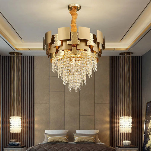 lustre rectangulaire moderne en cristal pour intérieur élégant - vue 4 sur 11