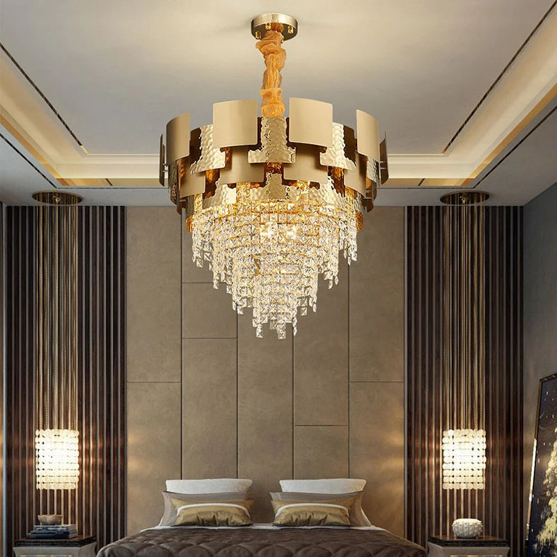 lustre rectangulaire moderne en cristal pour intérieur élégant - vue 3 sur 11