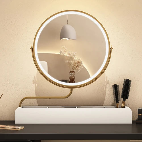 miroir décoratif à led rétro en bois pour maquillage - vue 9 sur 11