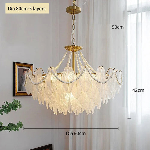 plafonnier de luxe en verre et plumes pour un éclairage décoratif intérieur - vue 9 sur 11