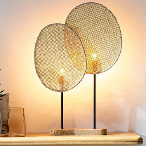 lampadaire en rotin tissé style asiatique pour intérieur moderne - vue 2 sur 14