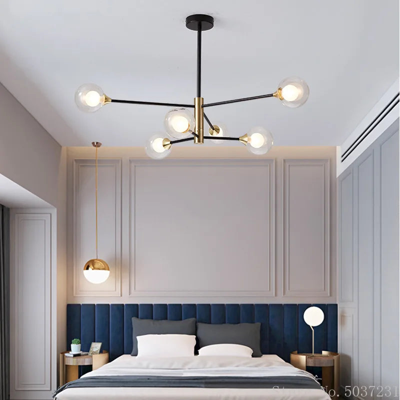 lustre moderne en forme de haricot avec éclairage led suspendu - vue 4 sur 16