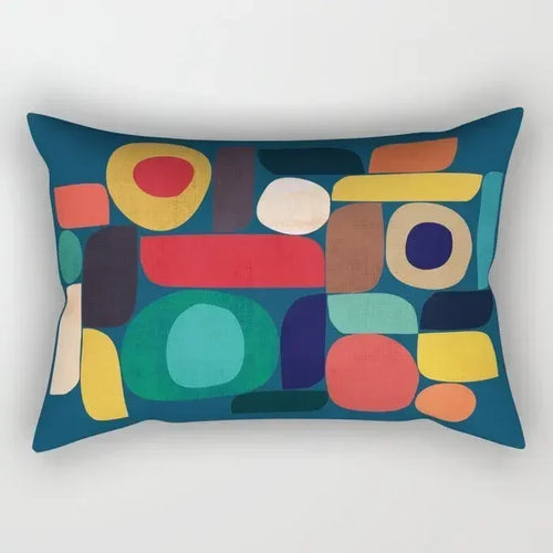 coussin lombaire motif géométrique abstrait réversible décoratif