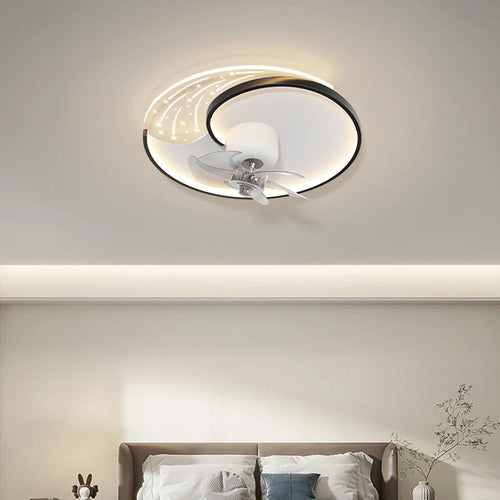 plafonnier moderne avec ventilateur et éclairage intelligent mobile - vue 2 sur 8