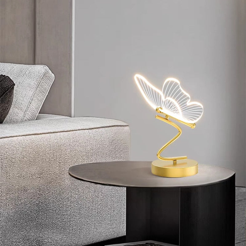 Lampe à poser design LED métallique ondulé Papillon - vue 3 sur 4