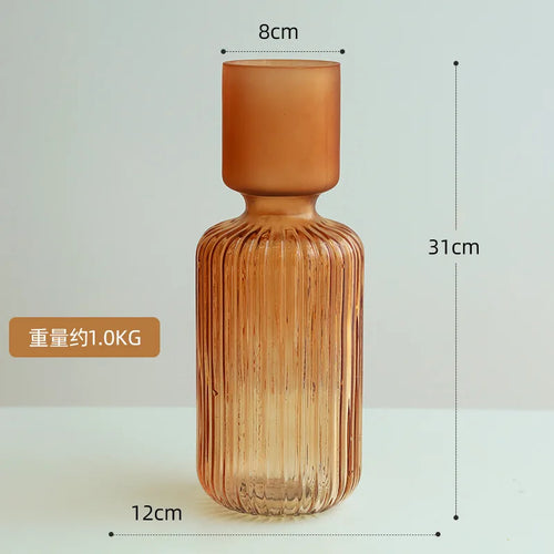 vase en verre dépoli à rayures pour décoration florale et hydroponique - vue 12 sur 12