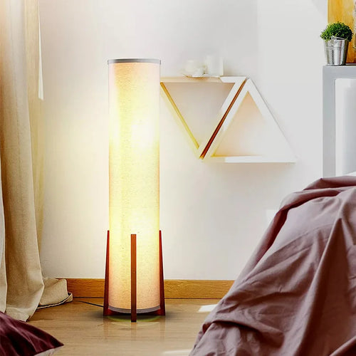 Nordique moderne Zen lampadaires support en bois massif Uminaires salon chambre chevet télécommande lumières sur pied décor à la maison - vue 4 sur 8