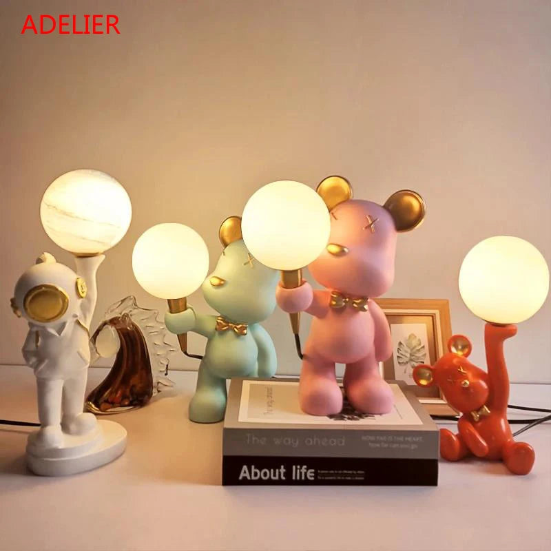 lampe de bureau 3d dessin animé ours pour enfants cadeau d'anniversaire - vue 2 sur 10