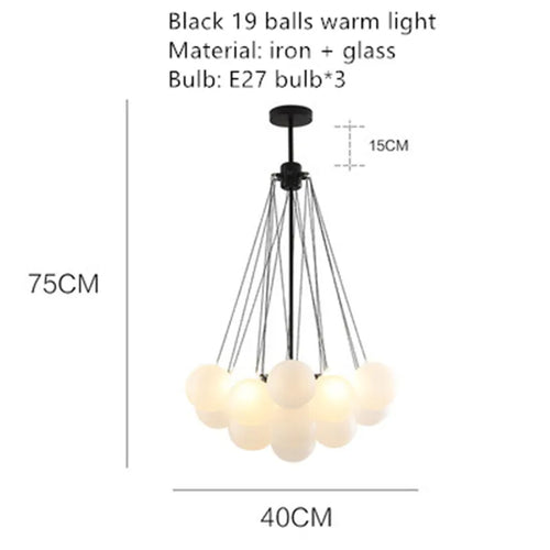 lustre moderne en métal avec boule en verre et bulles décoratives - vue 14 sur 14