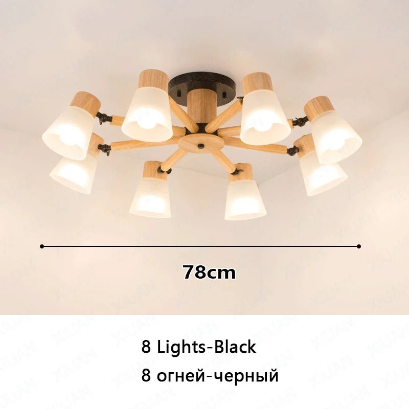 lustre nordique décoratif en verre et bois - vue 14 sur 14